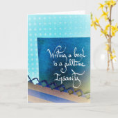 本の書作家宣言で青い雰囲気 カード (黄色い花)