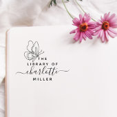 本の書庫から出るシックなカスタム蝶 ラバースタンプ