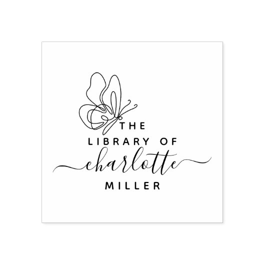 本の書庫から出るシックなカスタム蝶 ラバースタンプ (インプリント)