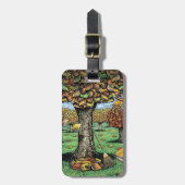 本の木の荷物のラベル ラゲッジタグ (正面縦)