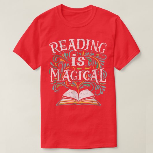 本の本読虫の魔法の本愛好家Te Tシャツ (デザイン正面)