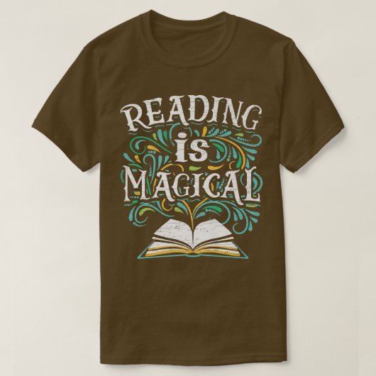 本の本読虫の魔法の本愛好家Te Tシャツ (デザイン正面)