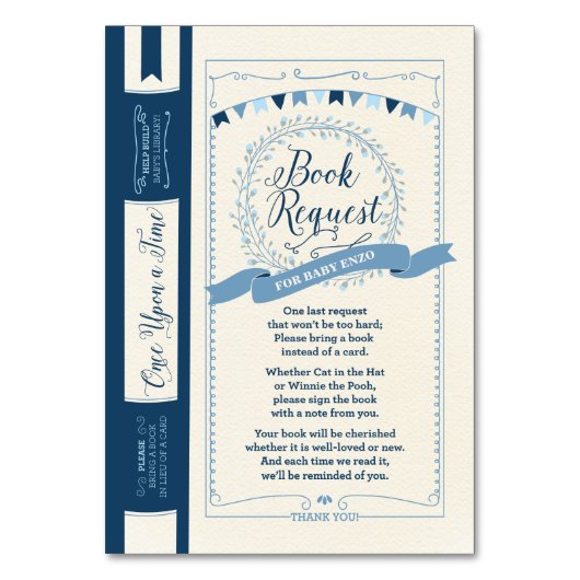 本の男の赤ちゃんのシャワーの挿入物カードを持って来て下さい テーブルナンバー (正面)