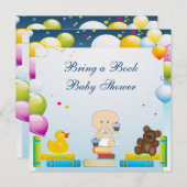 本の男の赤ちゃん及びカップケーキのベビーシャワーを持って来て下さい 招待状 (正面/裏面)