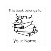 本の積み重ね ブックプレート デザイン 木製スタンプ ラバースタンプ (インプリント)