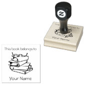 本の積み重ね ブックプレート デザイン 木製スタンプ ラバースタンプ (押印)