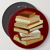 本の積み重ね-ベージュ色 缶バッジ (正面&裏面)