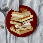 本の積み重ね-ベージュ色 缶バッジ (インサイチュ)