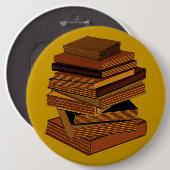 本の積み重ね- GreenBrown 缶バッジ (正面&裏面)