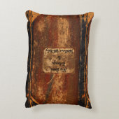 本の素朴カバークッション古いグランジ文字本 アクセントクッション (裏面(縦))