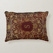 本の素朴カバークッション金箔レザーモノグラム アクセントクッション (正面)
