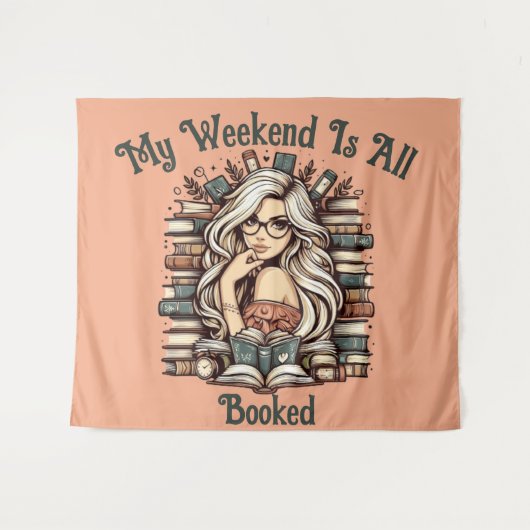 本の至福：ガールアミンスト本 タペストリー (正面(横))