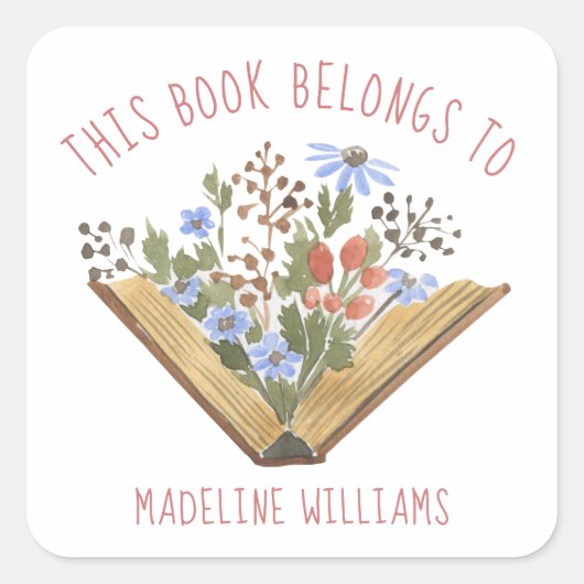本の花この本は蔵書票のラベルに属する スクエアシール (正面)