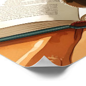 本の虎猫 – 水彩猫好きシーン ポスター (角)