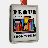 本の虫があること誇りを持った。 本間の愛書家 メタルオーナメント (右)