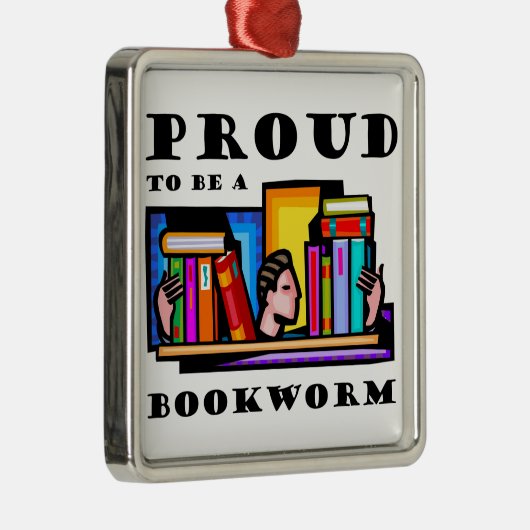 本の虫があること誇りを持った。 本間の愛書家 メタルオーナメント (右)
