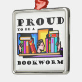 本の虫があること誇りを持った。 本間の愛書家 メタルオーナメント (左)