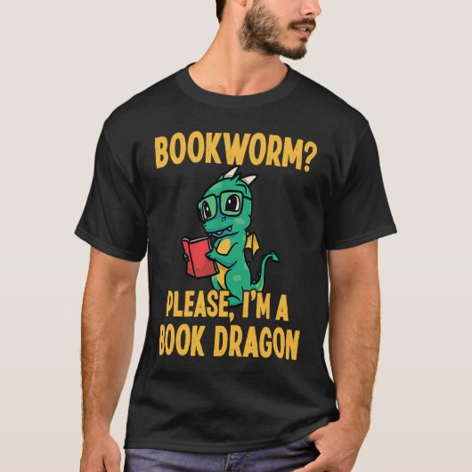 本の虫さんお願い 本のドラゴン Tシャツ (正面)