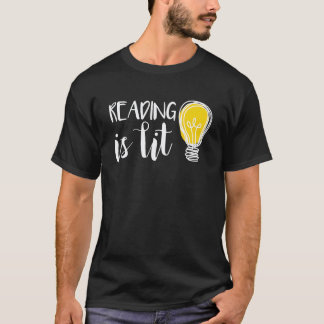 本の虫のための英語教師Tシャツ Reading is Lit Tシャツ