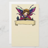 本の虫のハナリン著妖精の図書館のファンタジーの芸術 便箋 (正面/裏面)