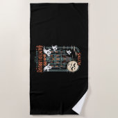 本の虫のハロウィンTシャツ　幽霊図書館 ビーチタオル (正面)