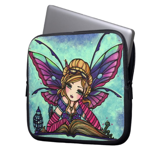 "本の虫妖精の"のファンタジーの芸術の袖ハナリン ラップトップスリーブ (正面左)