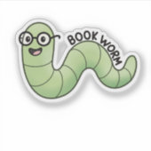 本の虫 かわいい 読書家 愛書家 シール (正面)