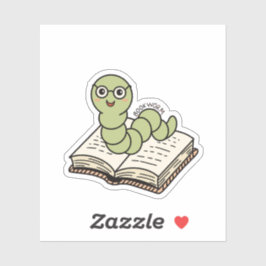 本の虫 かわいい 読書家 愛書家 シール
