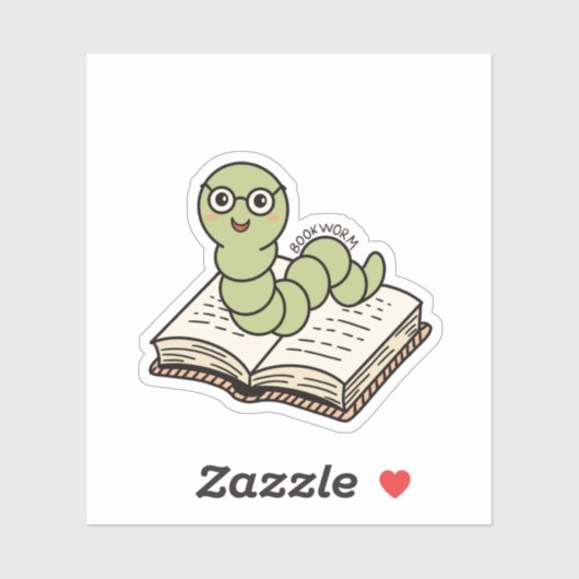 本の虫 かわいい 読書家 愛書家 シール (シート)