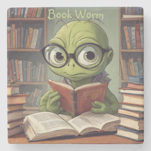 本の虫 ストーンコースター (正面)