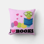 本の虫Iのハートの本の装飾用クッション クッション (正面)