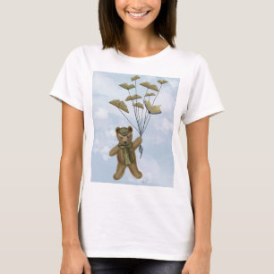 本の蝶2を持つくま Tシャツ