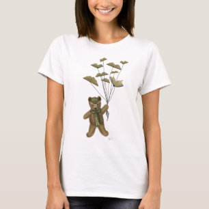 本の蝶3を持つくま Tシャツ
