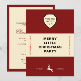 本の表紙のトナカイがテーマのクリスマスパーティー招待状 招待状