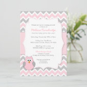 本の要求のピンクのフクロウのベビーシャワー 招待状 (スタンド正面)