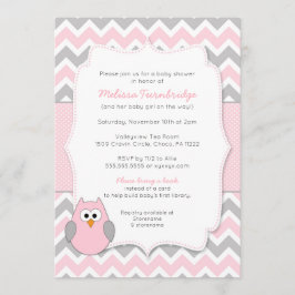 本の要求のピンクのフクロウのベビーシャワー 招待状