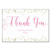 本の要求金ゴールドの紙吹雪のピンクの女の子のベビーシャワー テーブルナンバー (裏面)