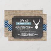 本の要求雄鹿のベビーシャワーの素朴な男の子の青 招待状 (正面/裏面)