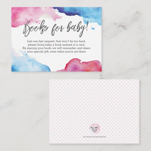本の要求|ベビーシャワーの本の挿入物カード エンクロージャーカード (正面/裏面)