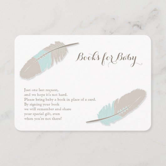 本の要求Bohoの羽の青および灰色 エンクロージャーカード (正面)