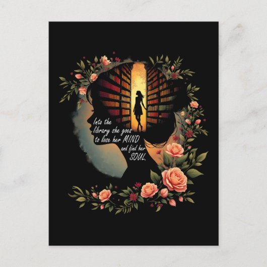 本の読ブックワームの本の恋人の女性の女の子Libra ポストカード (正面)