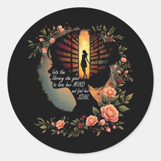 本の読ブックワームの本の恋人の女性の女の子Libra ラウンドシール (正面)