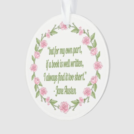 本の読者のためのジェーンオースティンの引用文 オーナメント (正面)
