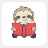 本の読読み手のねずみかわいいナマケモノを探し回る スクエアシール (正面)