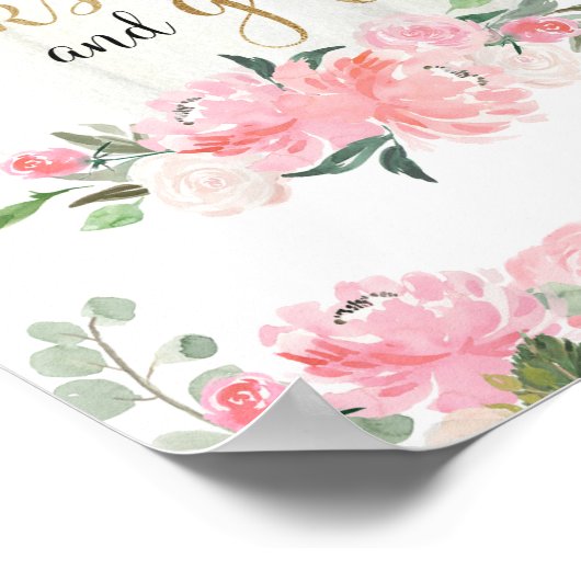 本の贈り物はカボチャのピンクの金ゴールドの赤ちゃんシャワーに署名 ポスター (角)