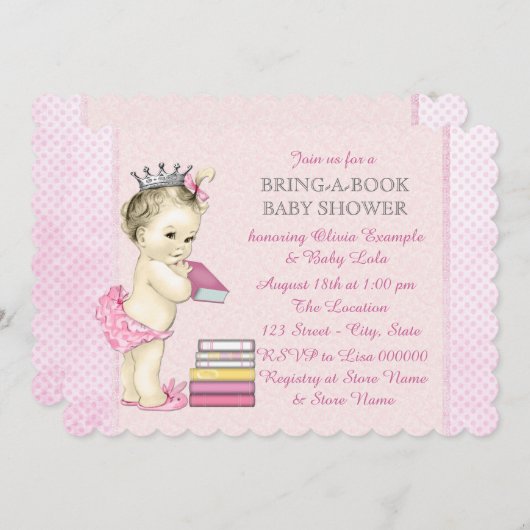 本の赤ちゃんシャワーを持って来る 招待状 (正面/裏面)
