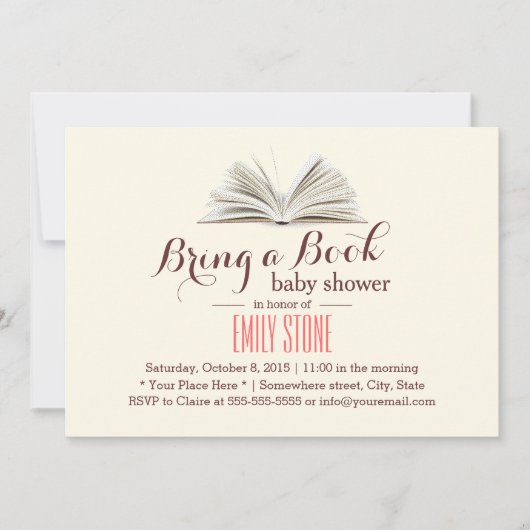 本の赤ちゃんシャワーを持って来る 招待状 (正面)