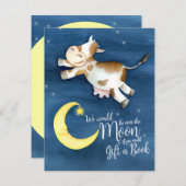 本の赤ちゃんシャワー牛を月の芸術の上に持って来る エンクロージャーカード (正面/裏面)