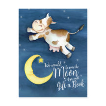 本の赤ちゃんシャワー牛を月の芸術の上に持って来る