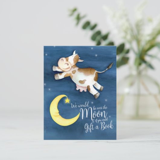 本の赤ちゃんシャワー牛を月の芸術の上に持って来る エンクロージャーカード (スタンド正面)